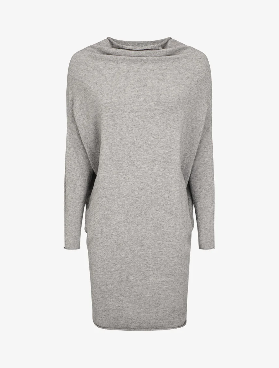 Robe pull mi-longue à boutons décoratifs au dos - Gris