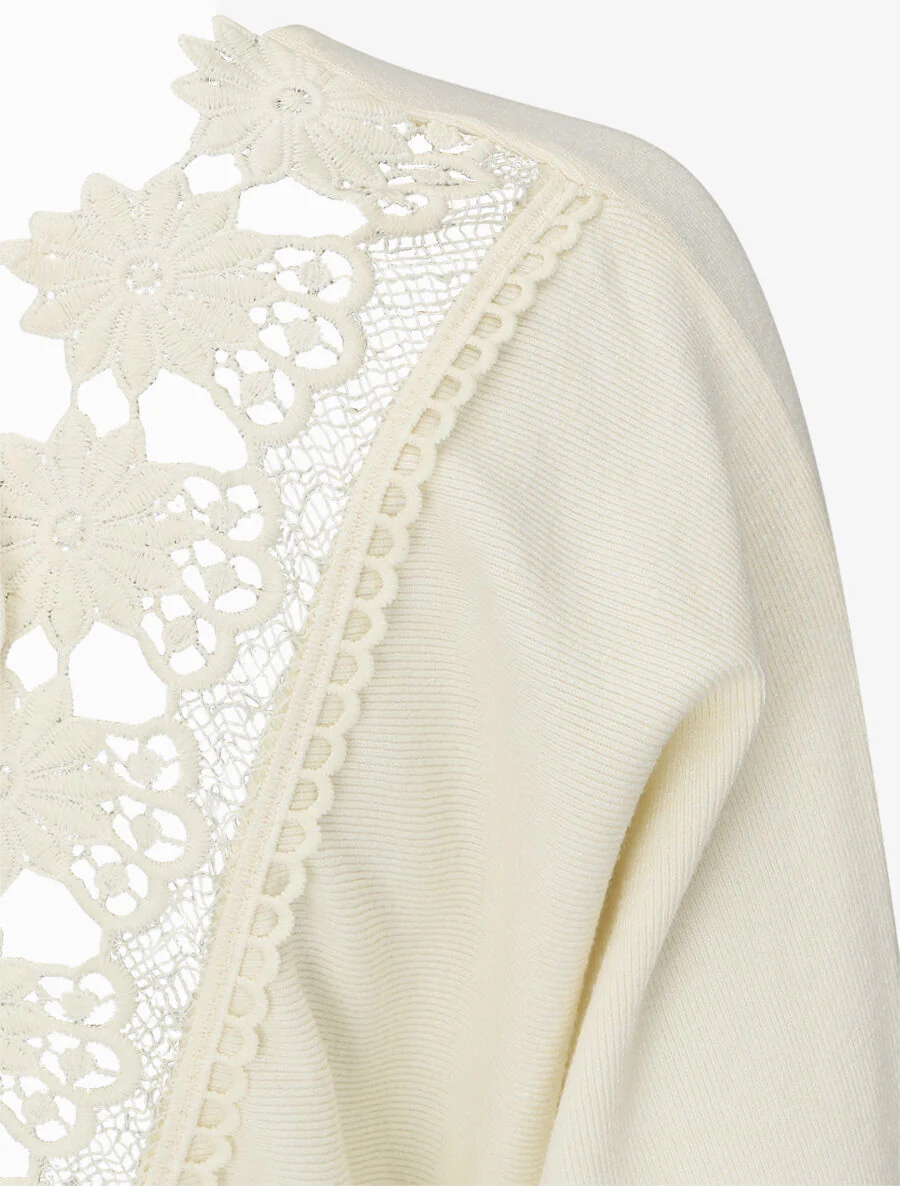 Robe pull mi-longue à broderies au dos - Beige - Image 3