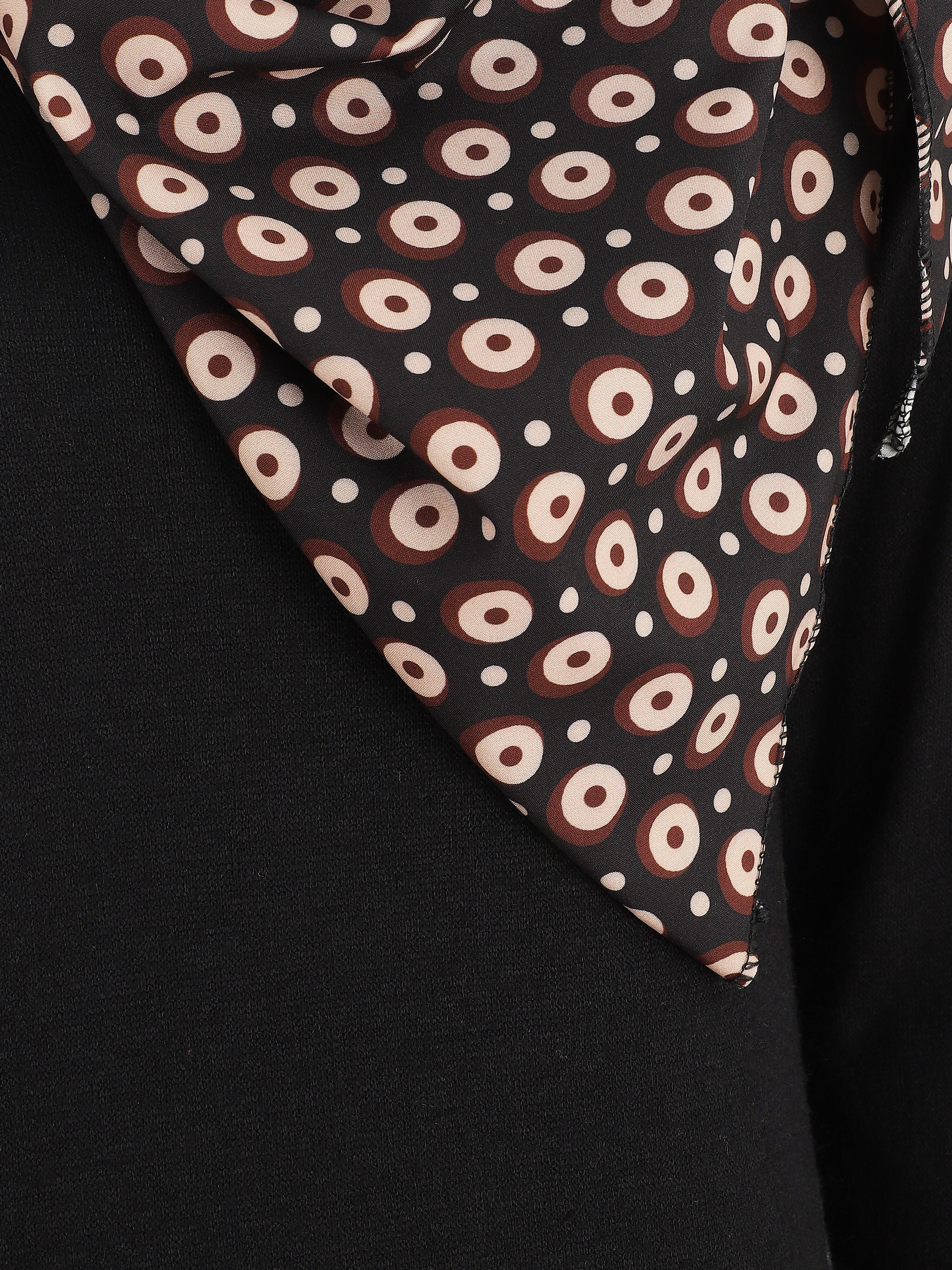 Robe pull mi-longue avec foulard - Noir - Image 3