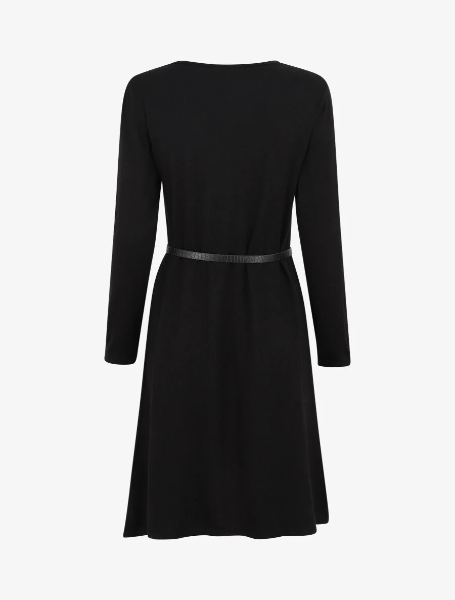 Robe pull mi-longue boutonnée - Noir - Image 2