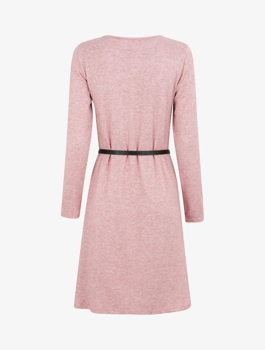 Robe pull mi-longue boutonnée - Rose clair - Image 2