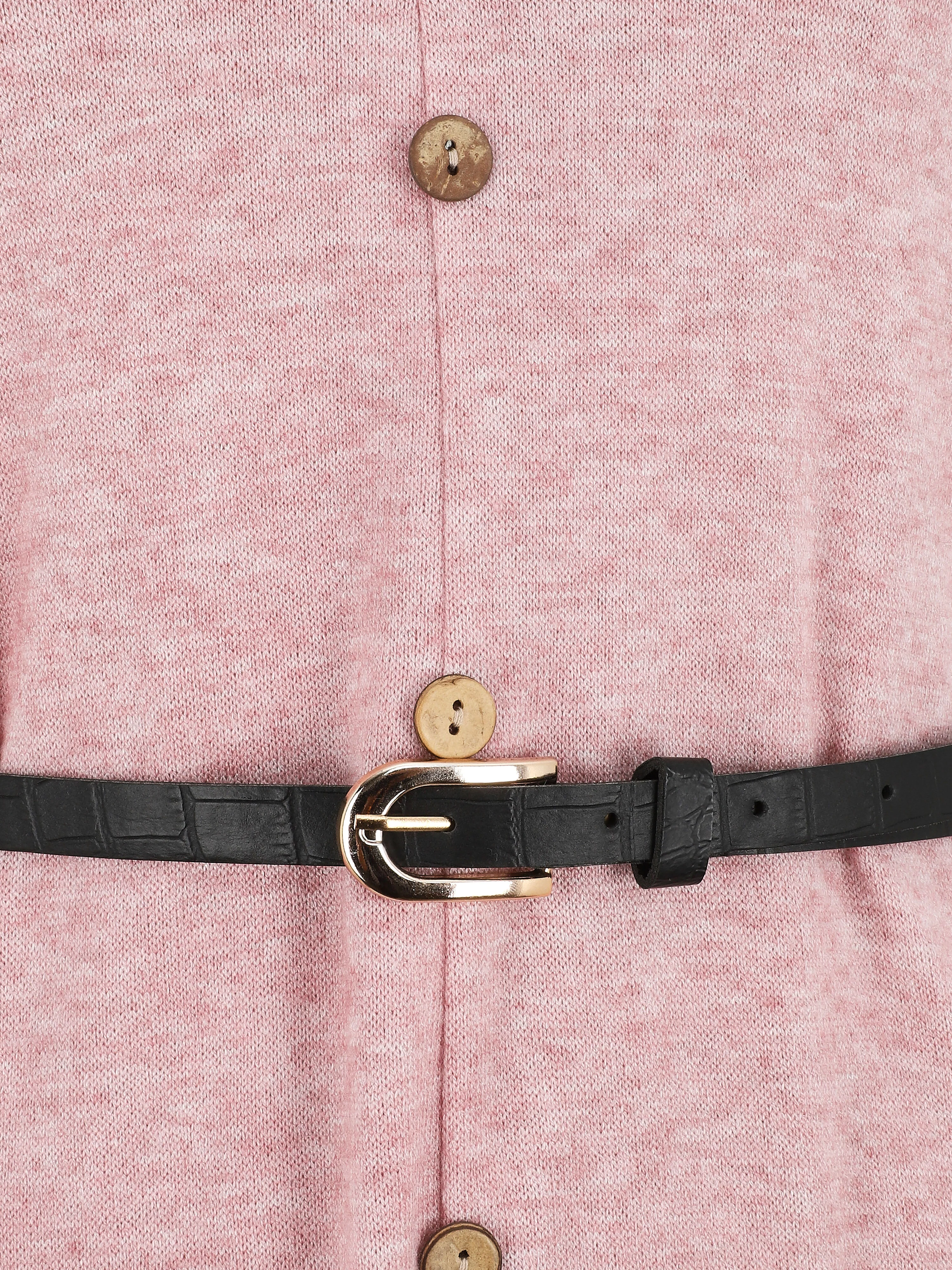 Robe pull mi-longue boutonnée - Rose clair - Image 3