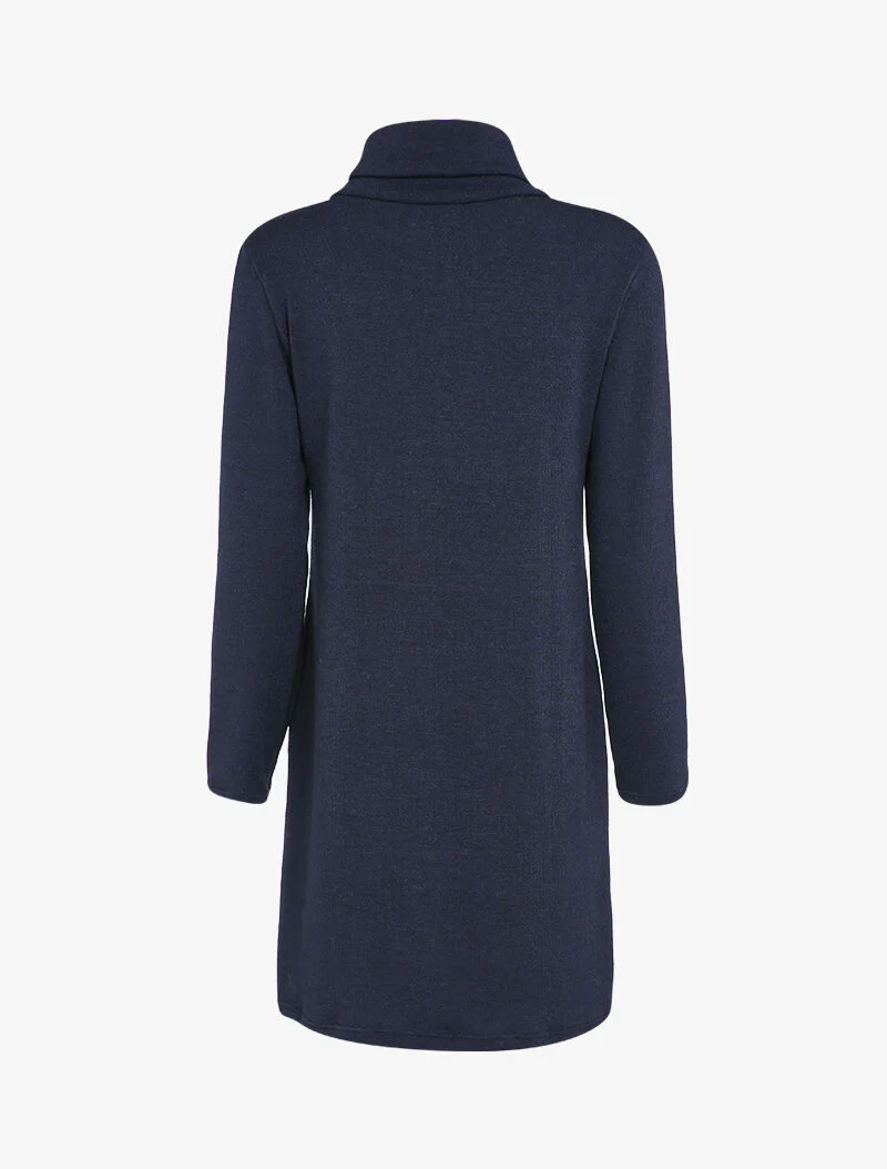 Robe pull oversize à col zippé stylisé - Bleu marine - Image 2