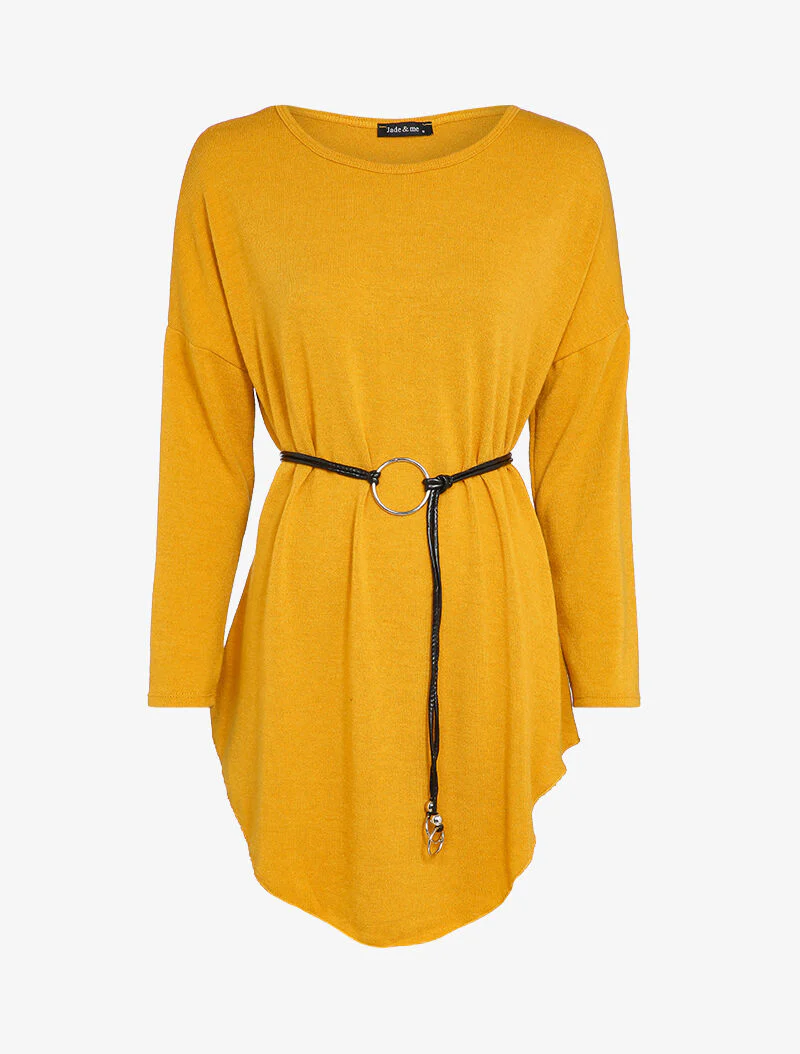 Robe pull oversize à manches dolman - Moutarde