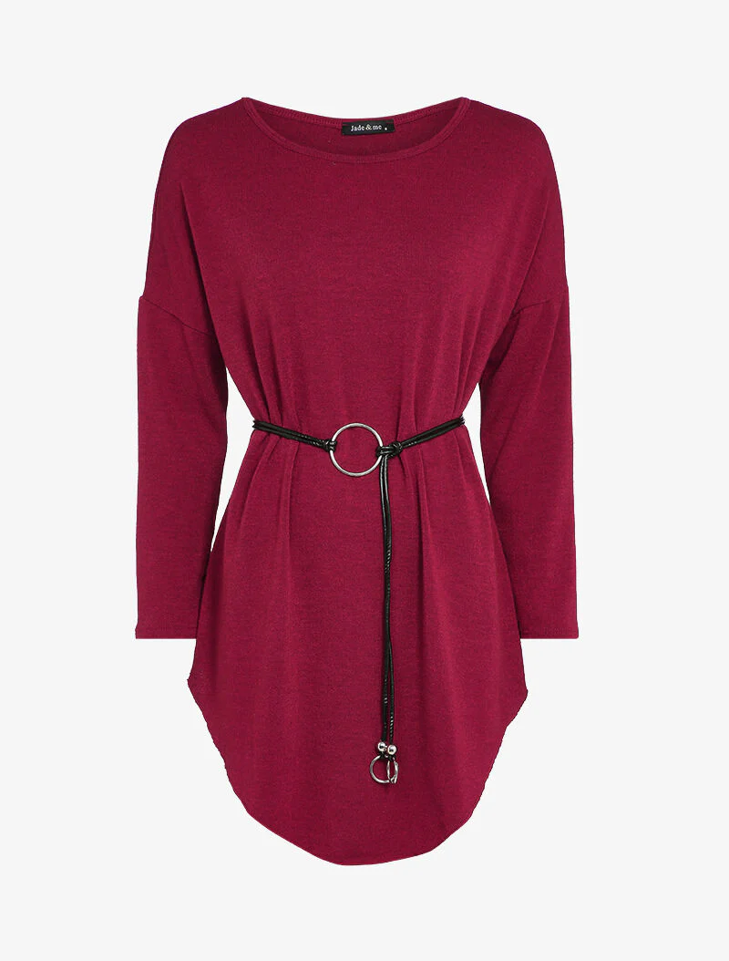 Robe pull oversize à manches dolman - Bordeaux