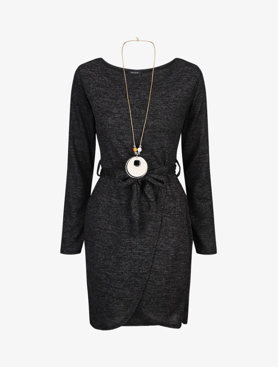 Robe pull style portefeuille - Noir