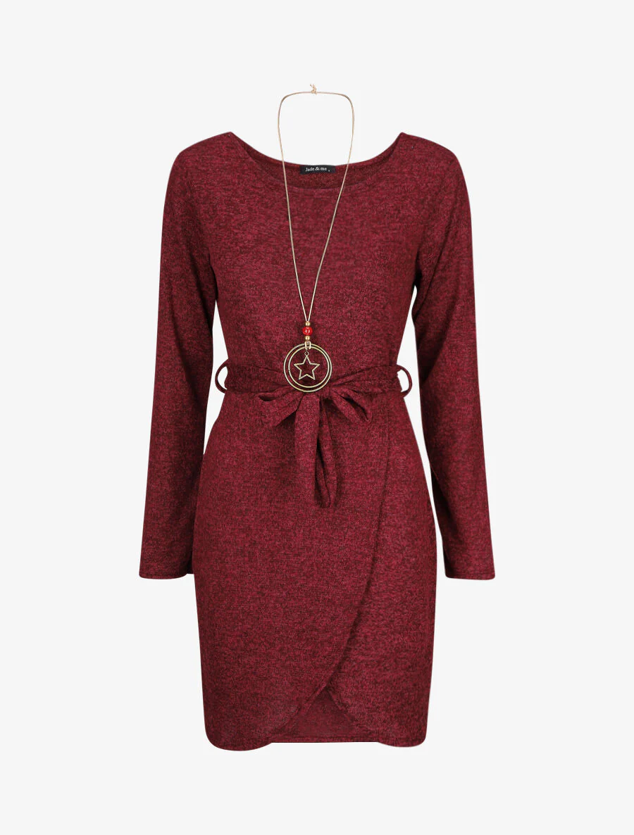 Robe pull style portefeuille - Bordeaux