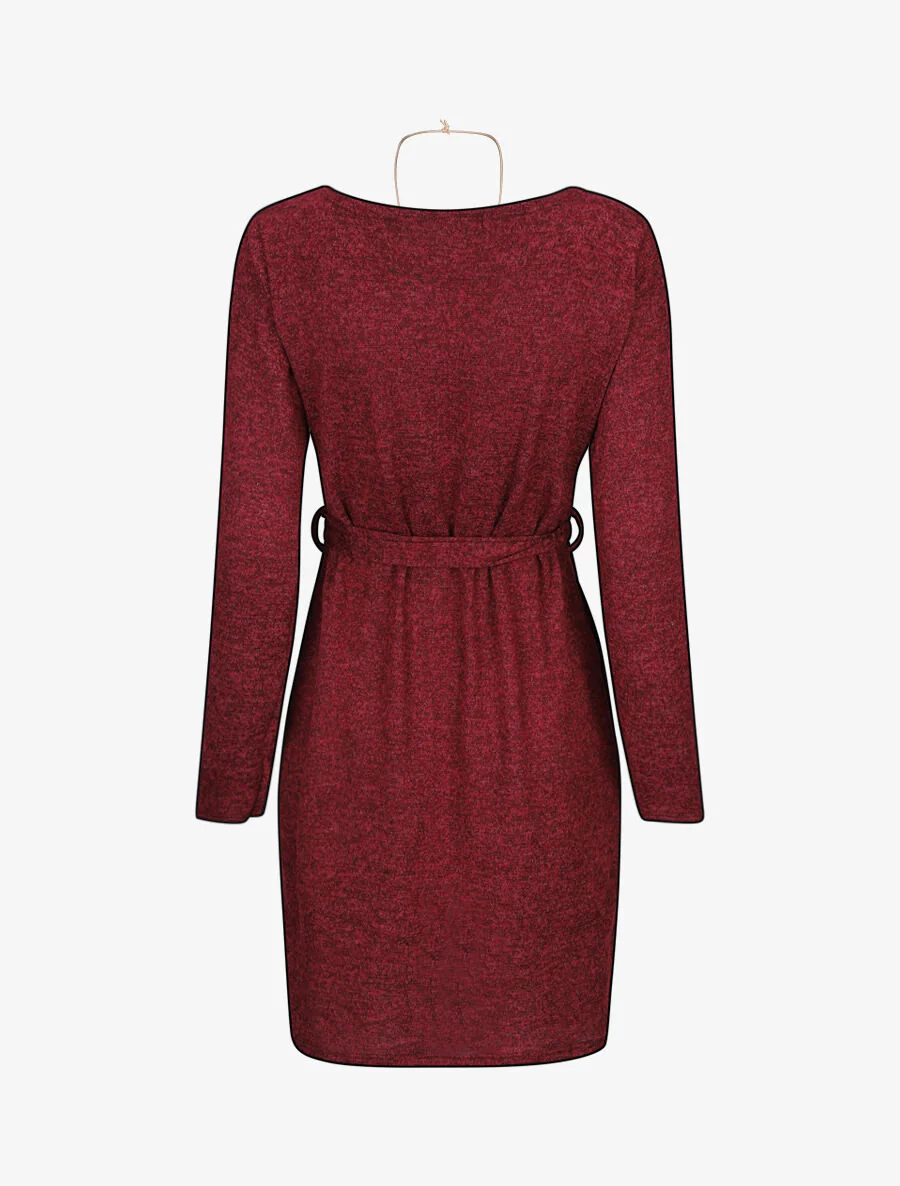 Robe pull style portefeuille - Bordeaux - Image 2