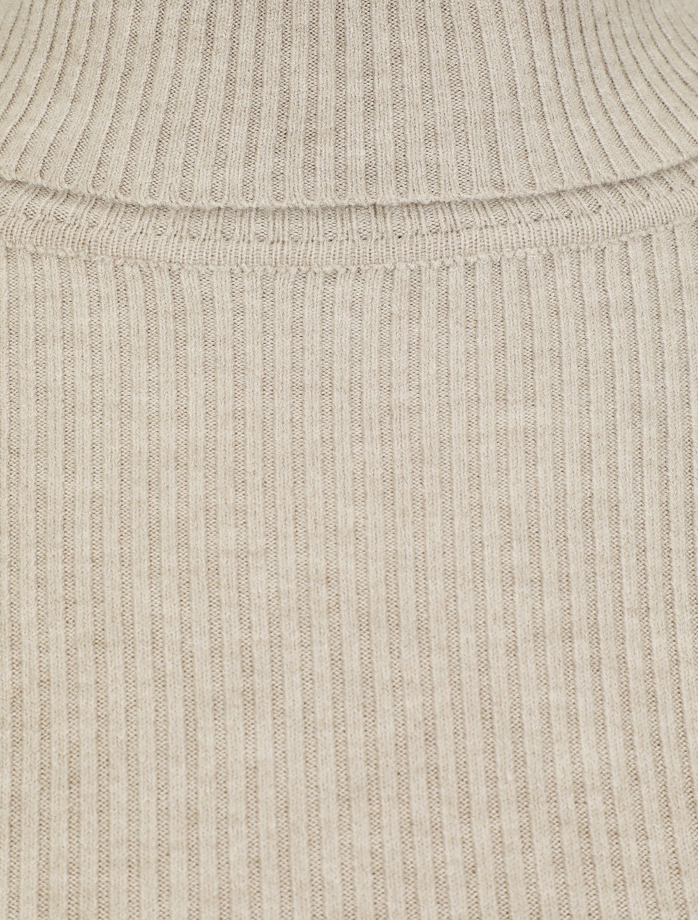 Robe pull uni à col roulé - Beige - Image 3