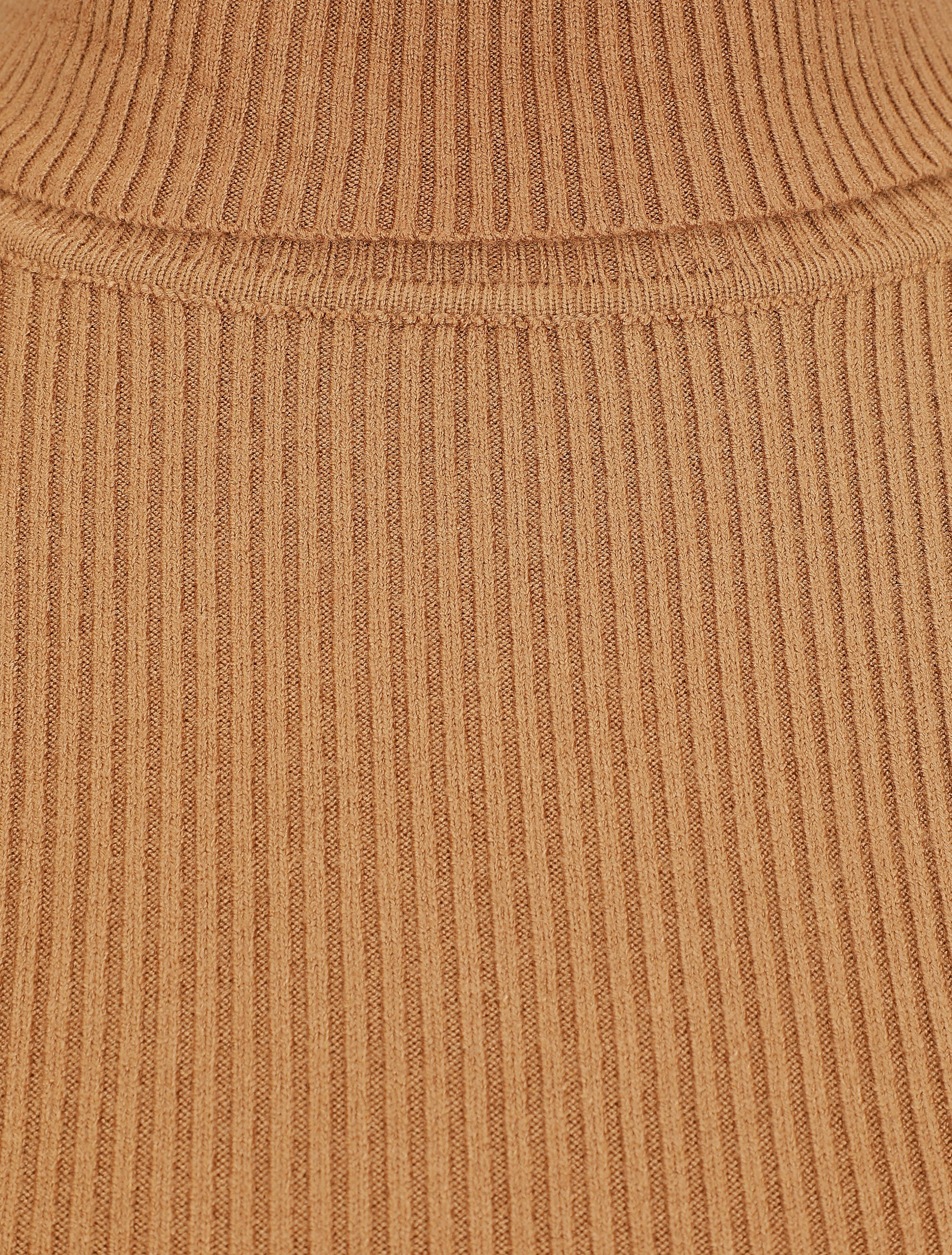 Robe pull uni à col roulé - Camel - Image 3