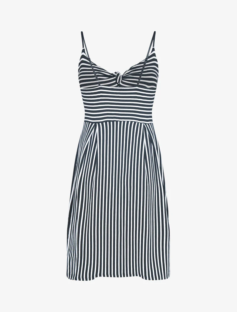 Robe rayée à col coeur - noir - Image 2
