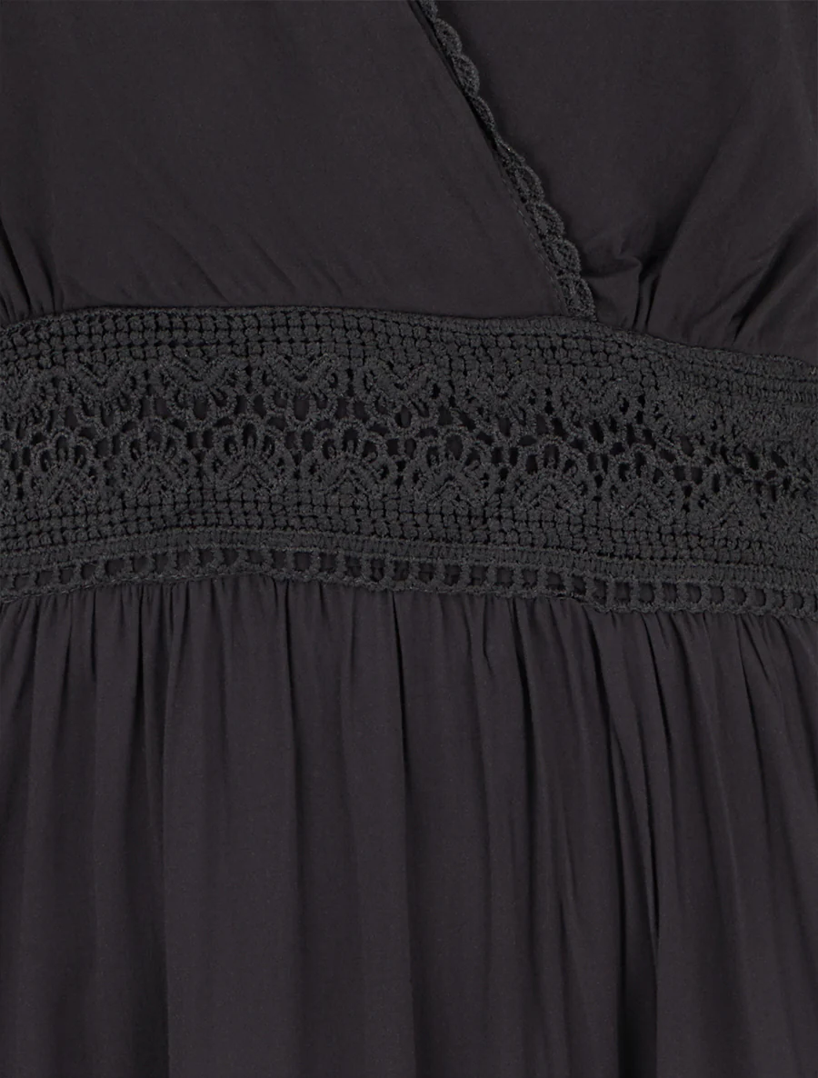 Robe sans manches à broderies - Noir - Image 3