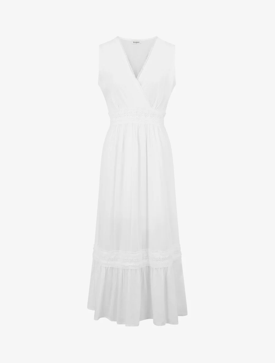 Robe sans manches à broderies - Blanc