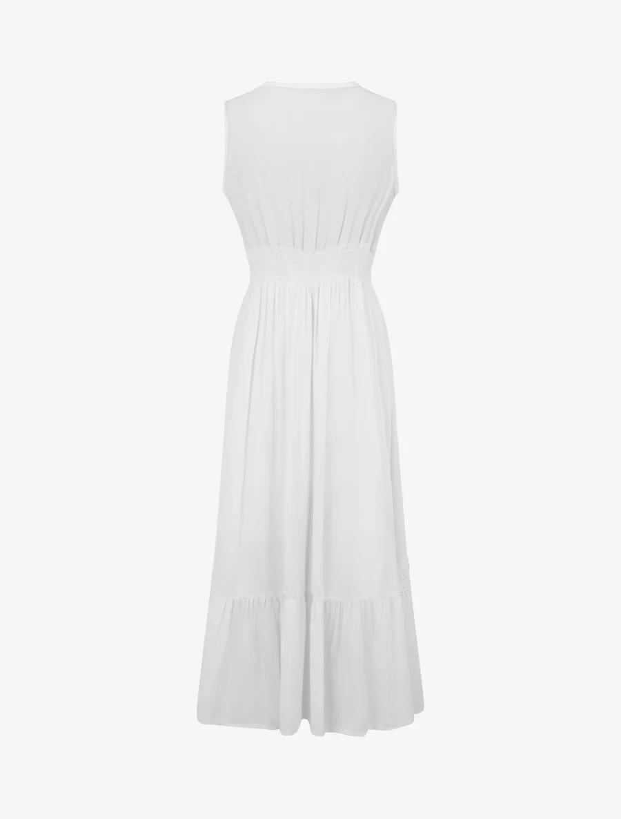 Robe sans manches à broderies - Blanc - Image 2