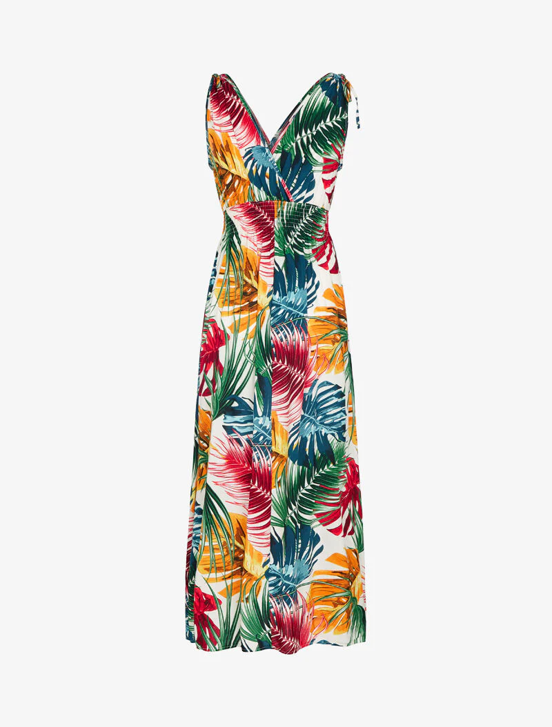 Robe sans manches à imprimé tropical - ecru - Image 2