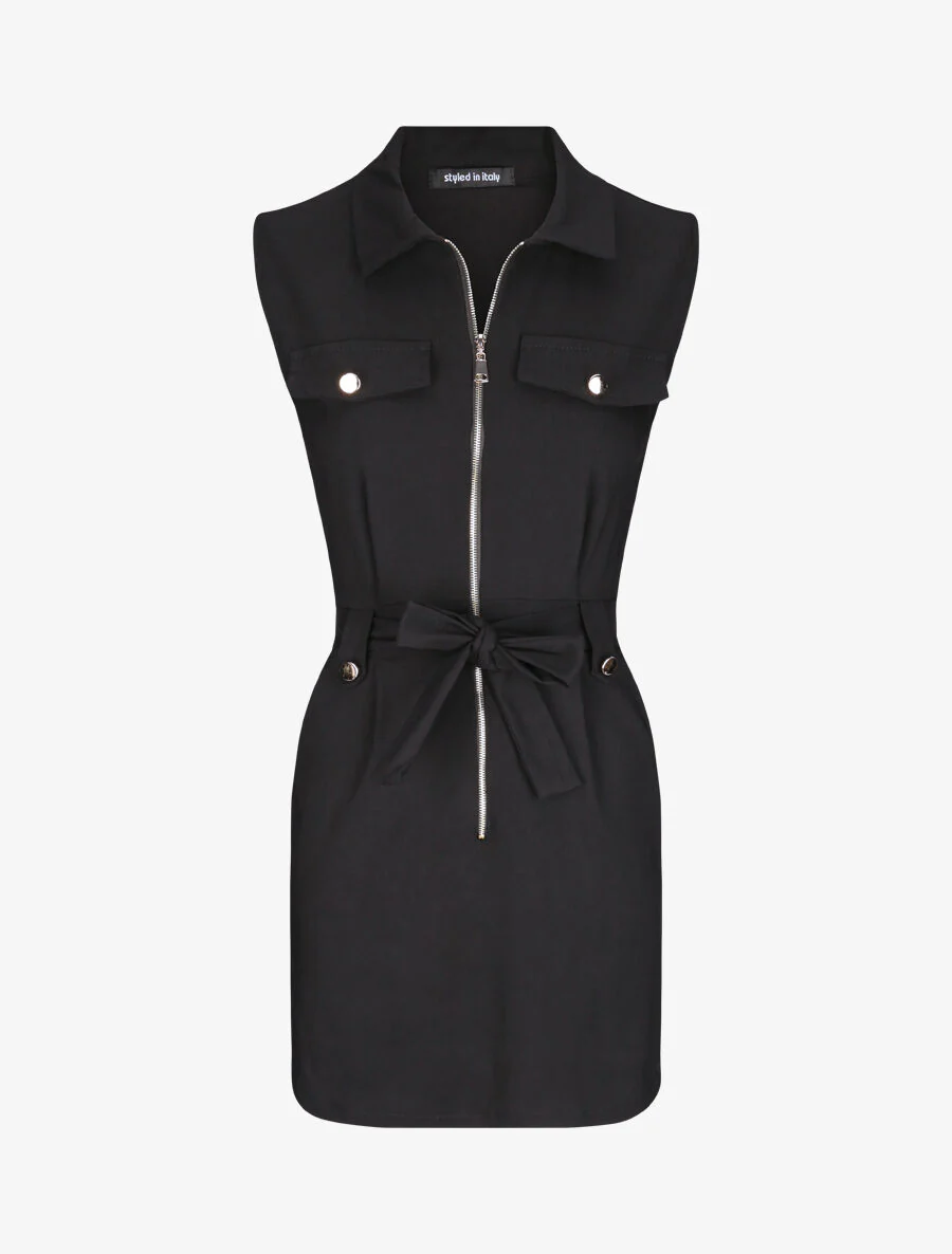 Robe sans manches avec ceinture - Noir