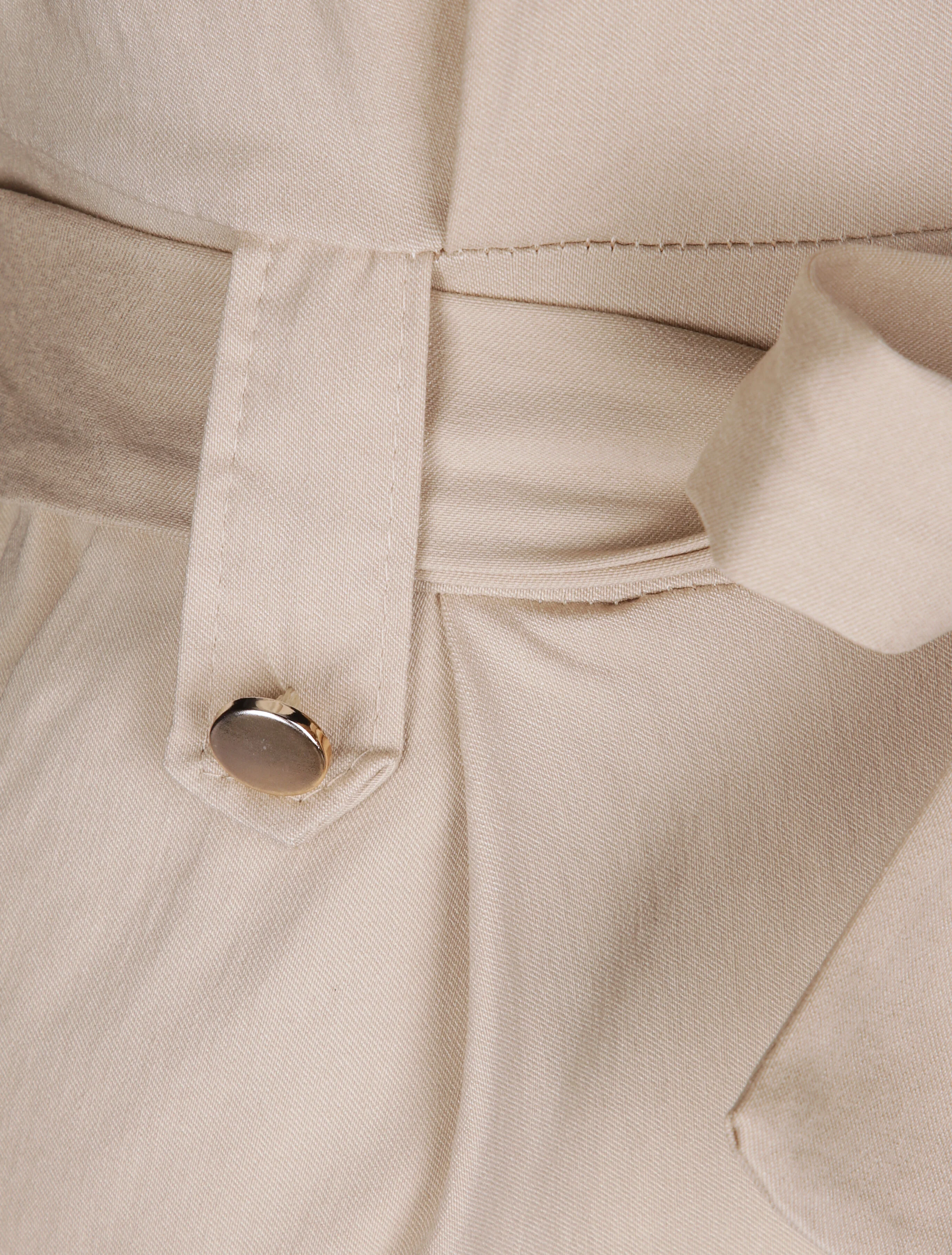 Robe sans manches avec ceinture - Beige - Image 3