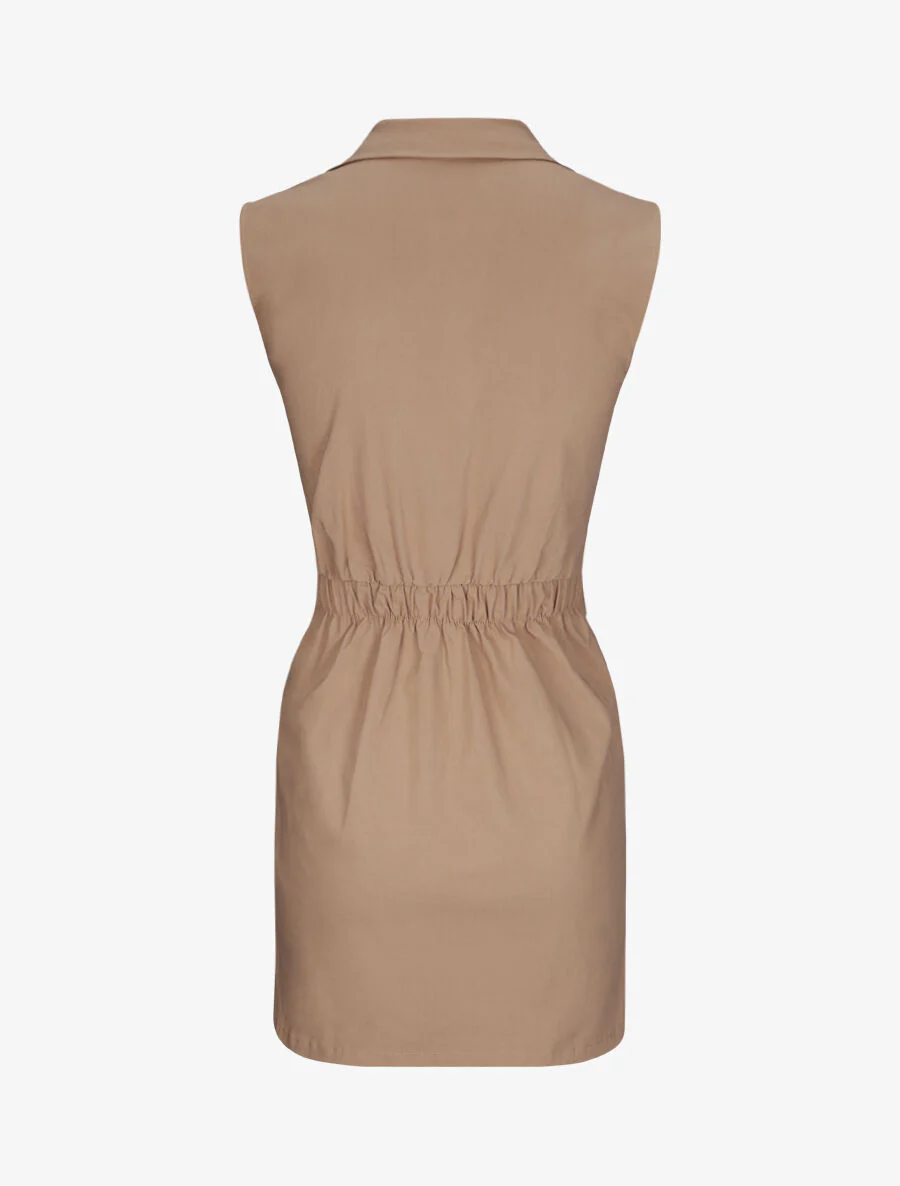 Robe sans manches avec ceinture - Camel - Image 2