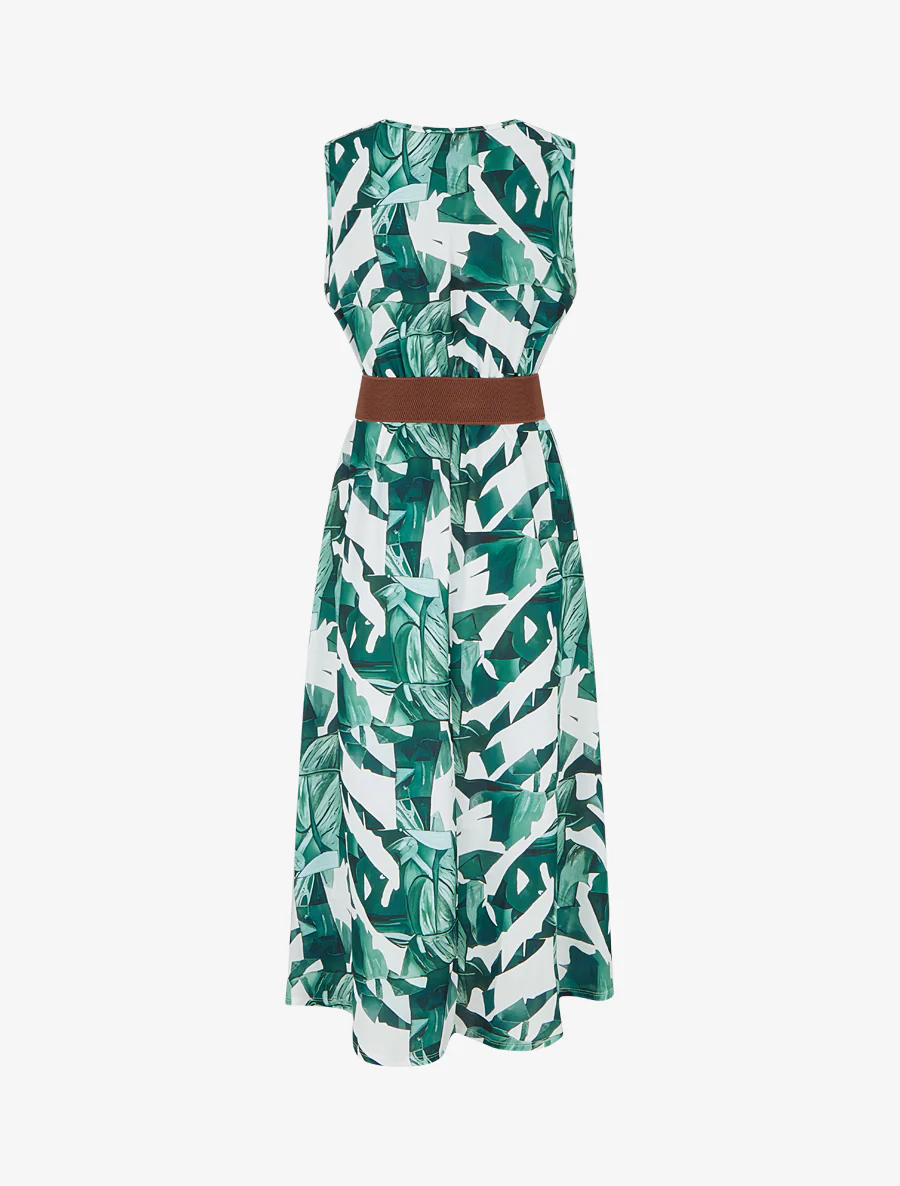 Robe sans manches imprimé fantaisie - Vert - Image 2