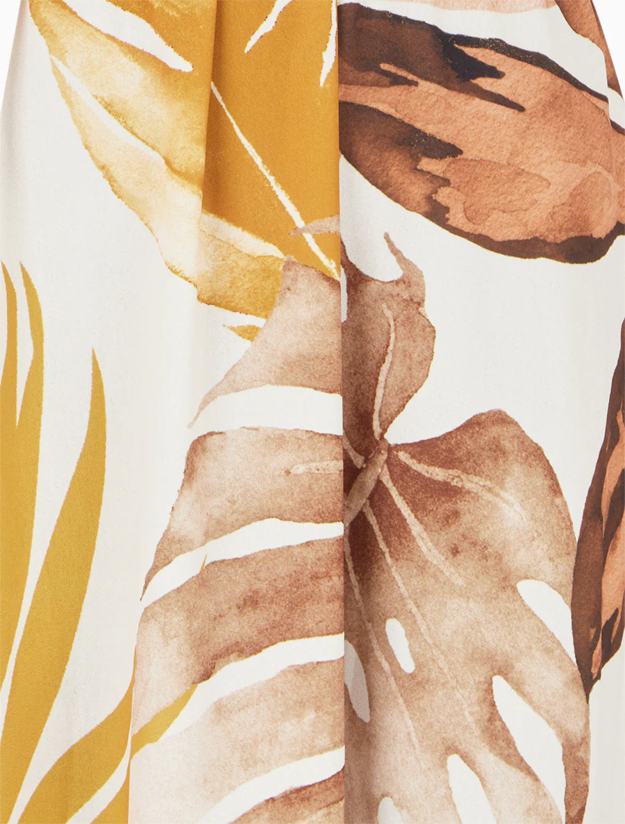 Robe sans manches imprimé feuillage - Jaune moutarde - Image 3