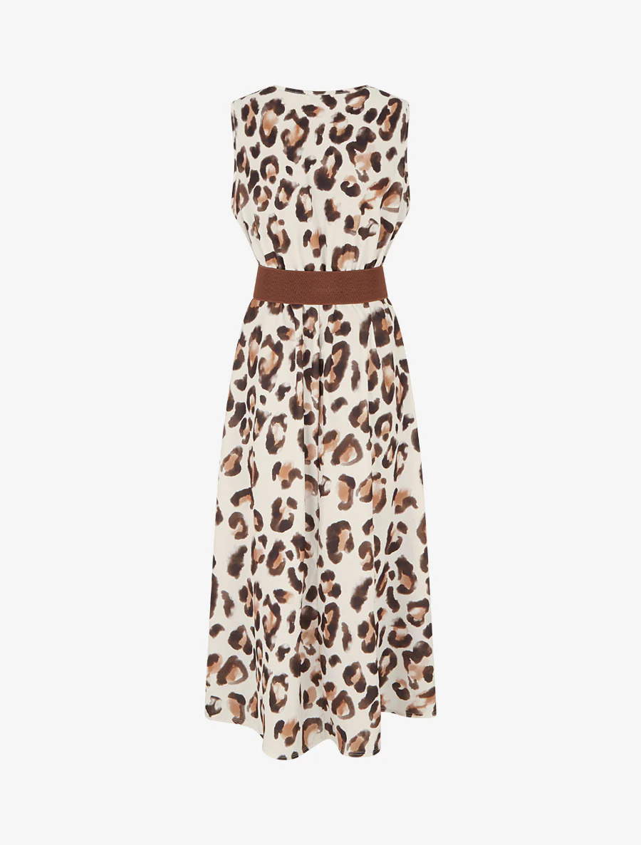 Robe sans manches imprimé léopard - Marron - Image 2