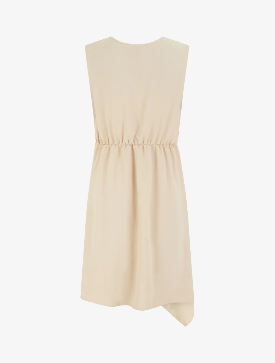 Robe sans manches style portefeuille - Beige - Image 2