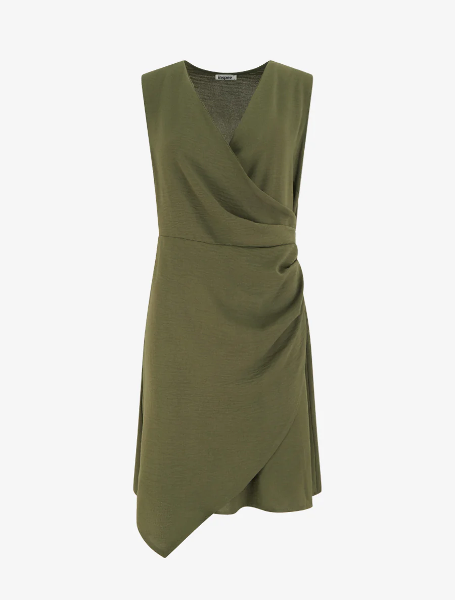 Robe sans manches style portefeuille - Kaki