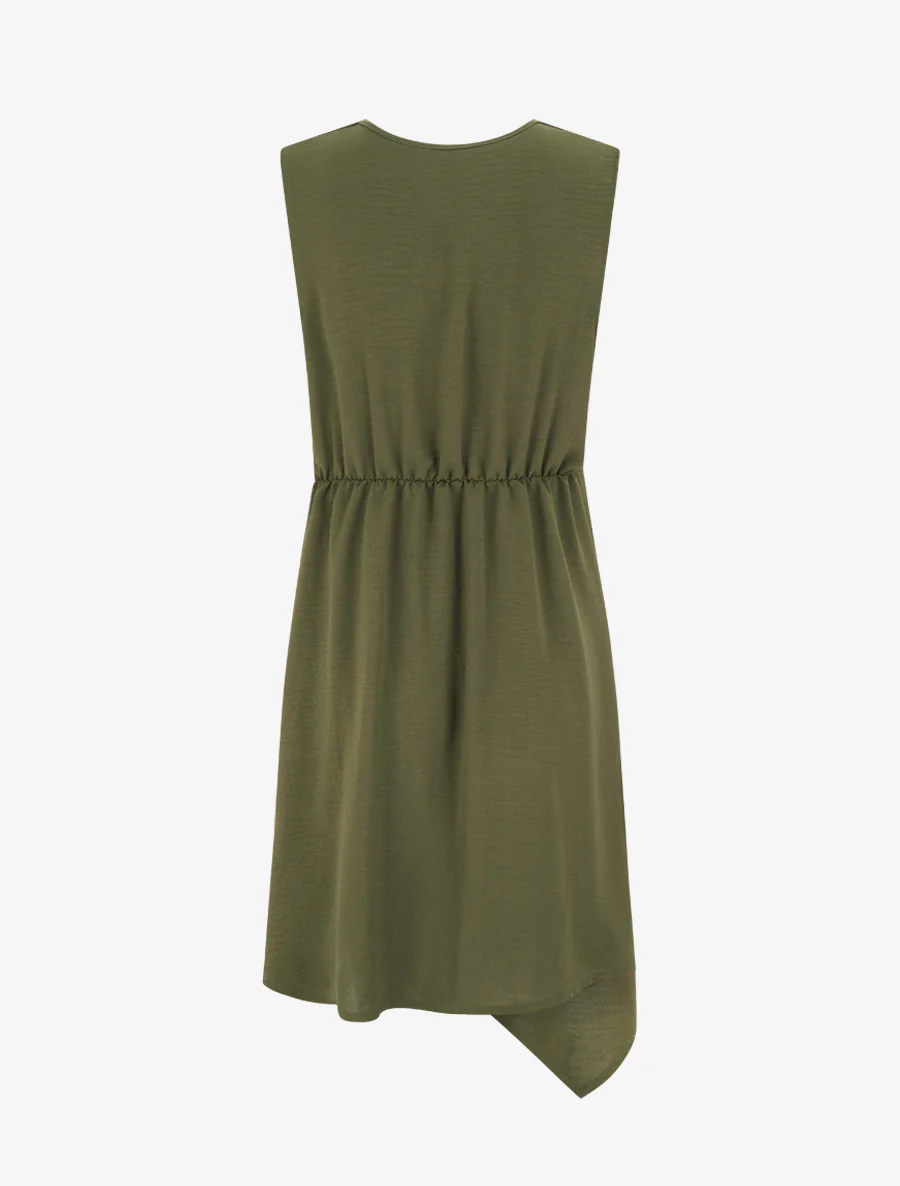 Robe sans manches style portefeuille - Kaki - Image 2