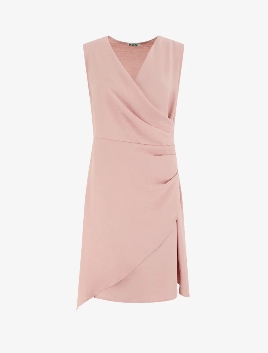 Robe sans manches style portefeuille - Rose