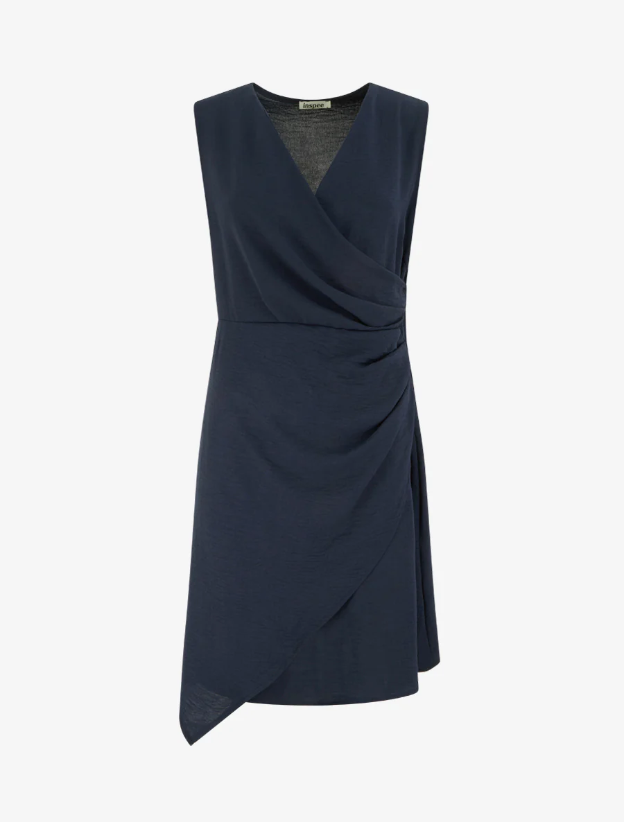 Robe sans manches style portefeuille - Marine