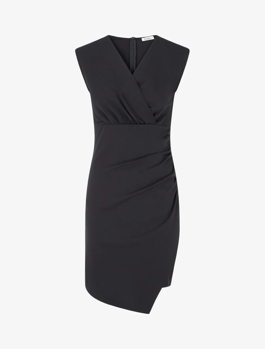 Robe sans manches unie style portefeuille - Noir