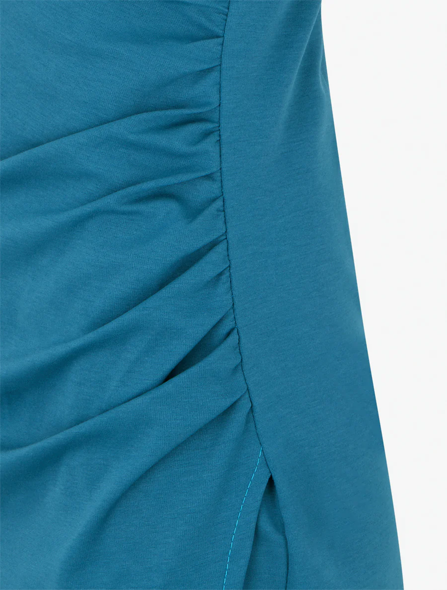 Robe sans manches unie style portefeuille - Bleu canard - Image 3