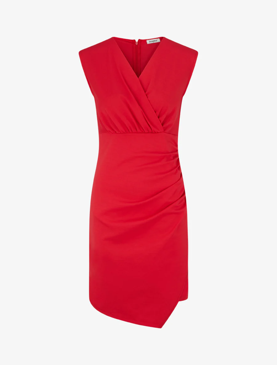 Robe sans manches unie style portefeuille - Rouge
