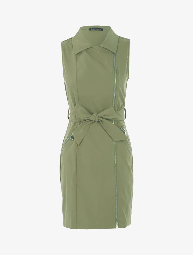 Robe sans manches zippée - kaki