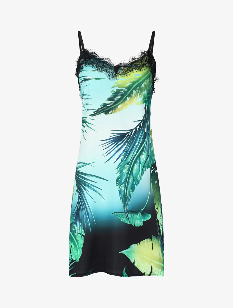 Robe satinée à imprimés - Noir