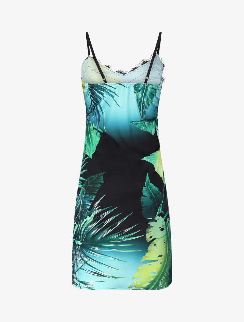 Robe satinée à imprimés - Noir - Image 2