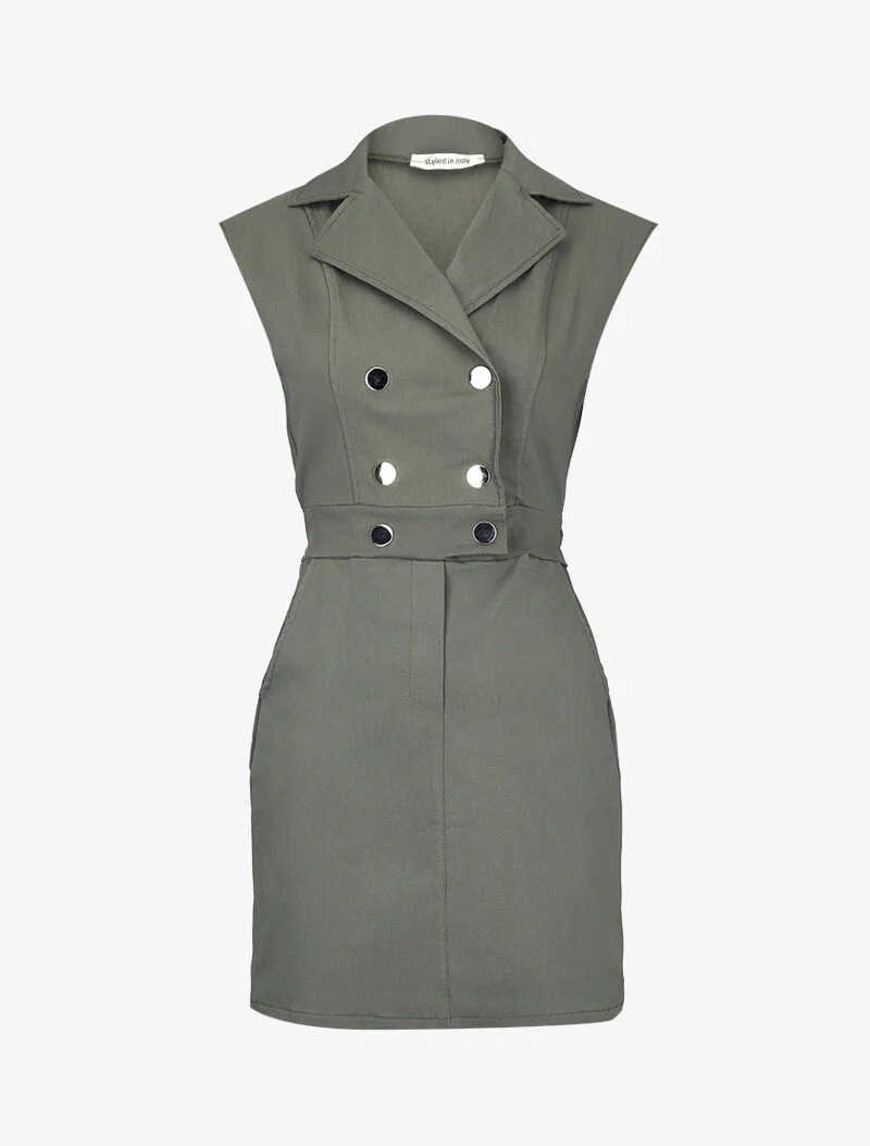 Robe sexy à buste style tailleur - kaki