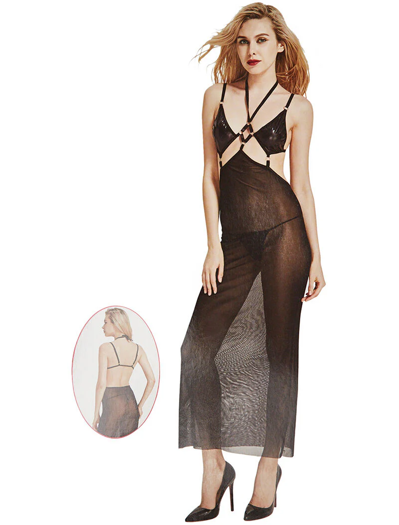 Robe sexy voile - noir