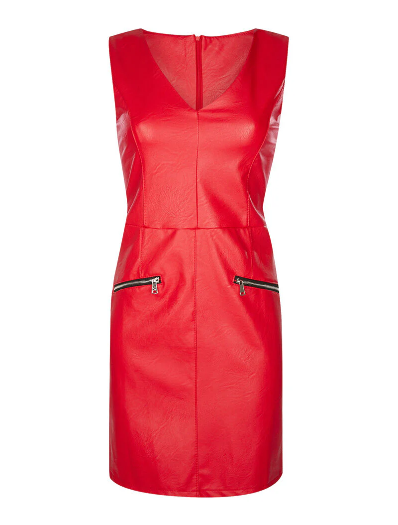 Robe simili à zips - rouge