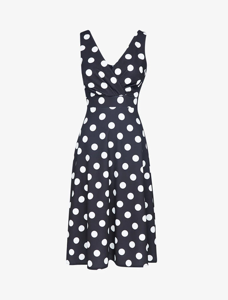Robe style 50's à pois - Noir - Image 2