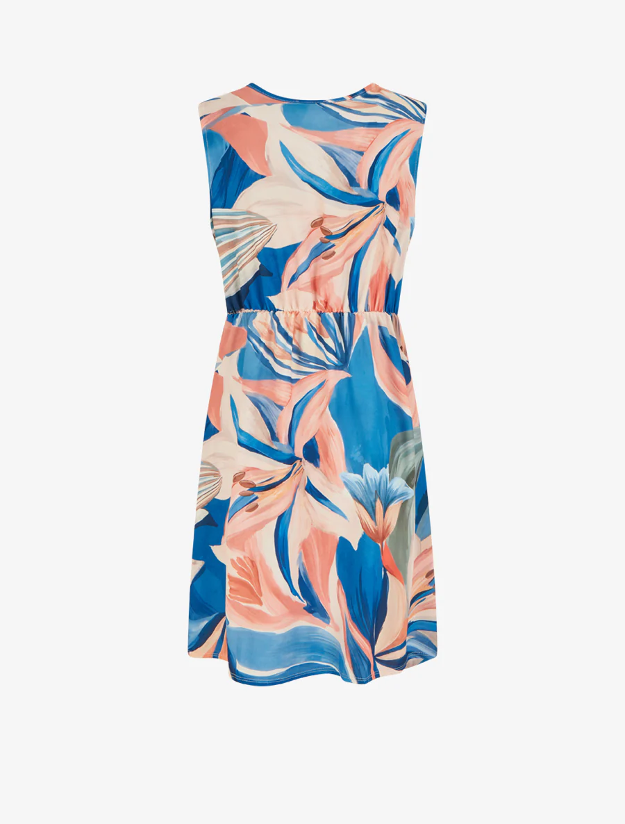 Robe style portefeuille sans manches imprimé fleurs de lys - Bleu foncé - Image 2