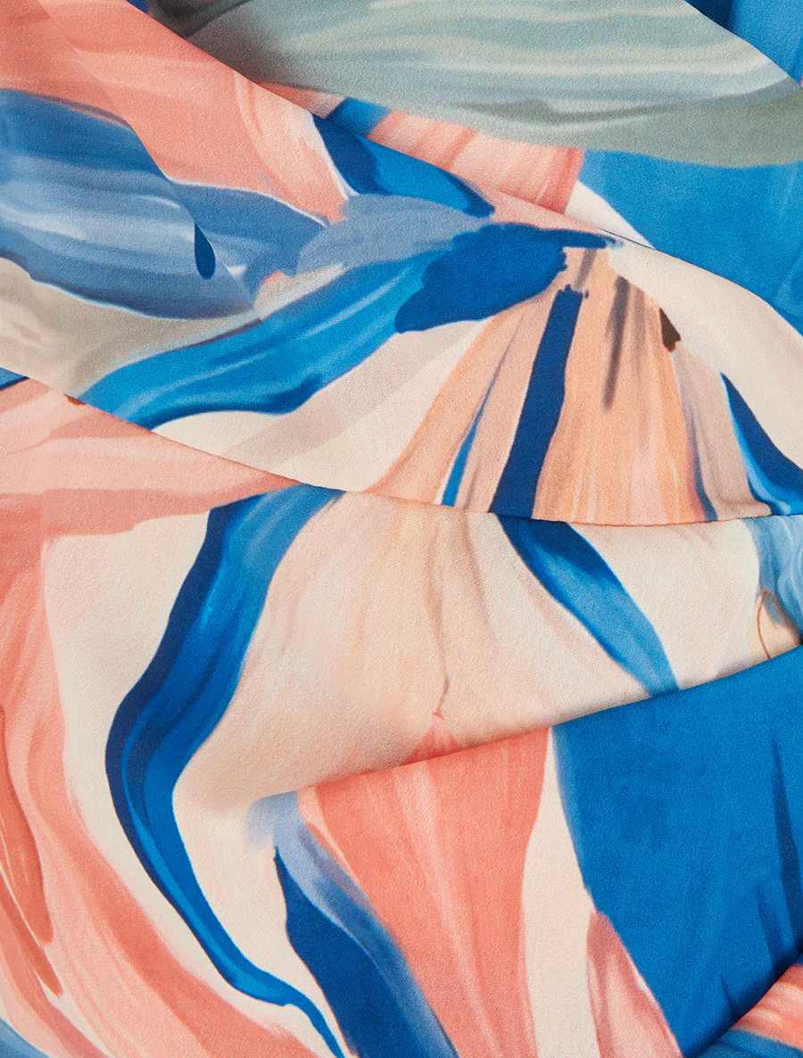 Robe style portefeuille sans manches imprimé fleurs de lys - Bleu foncé - Image 3