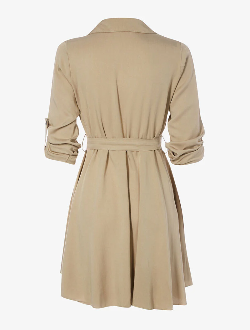 Robe style saharienne évasée - beige foncé - Image 2