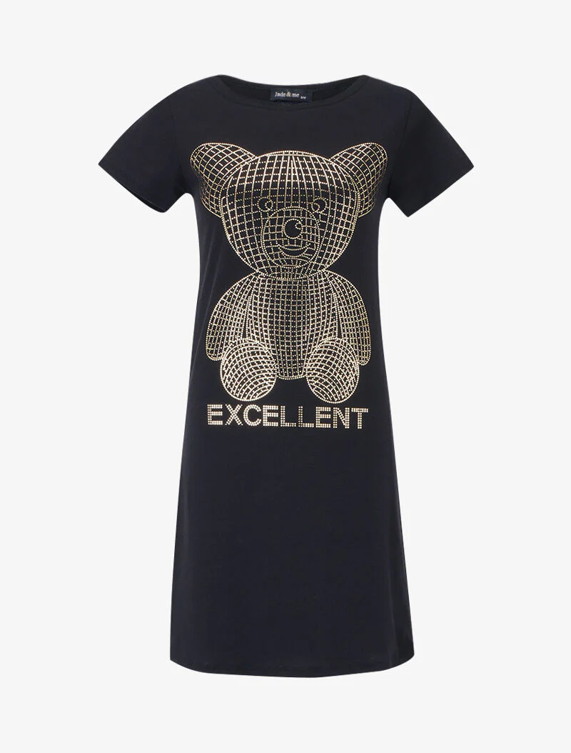 Robe t-shirt à flocage - noir