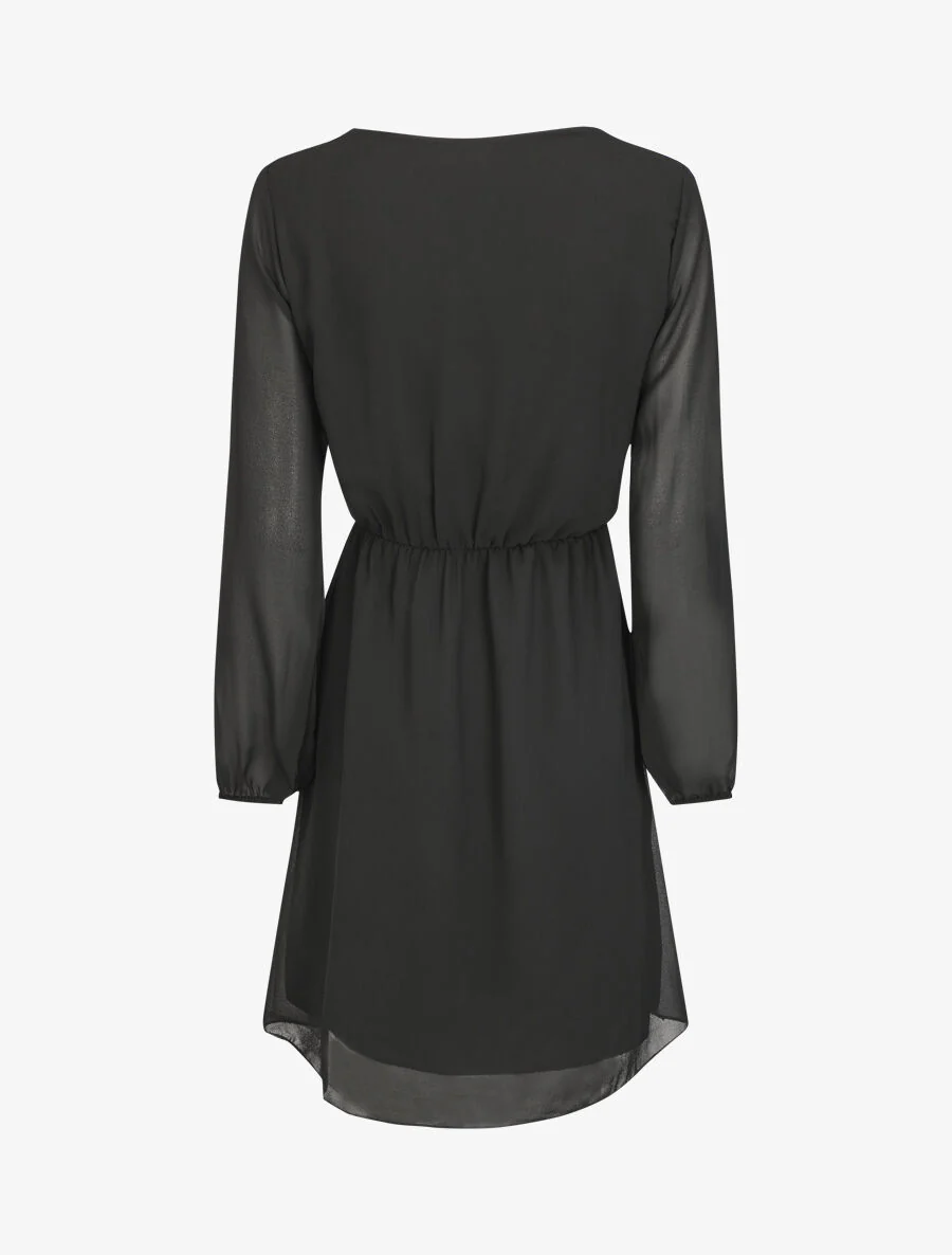 Robe taille élastiquée à détail dentelle - Noir - Image 2