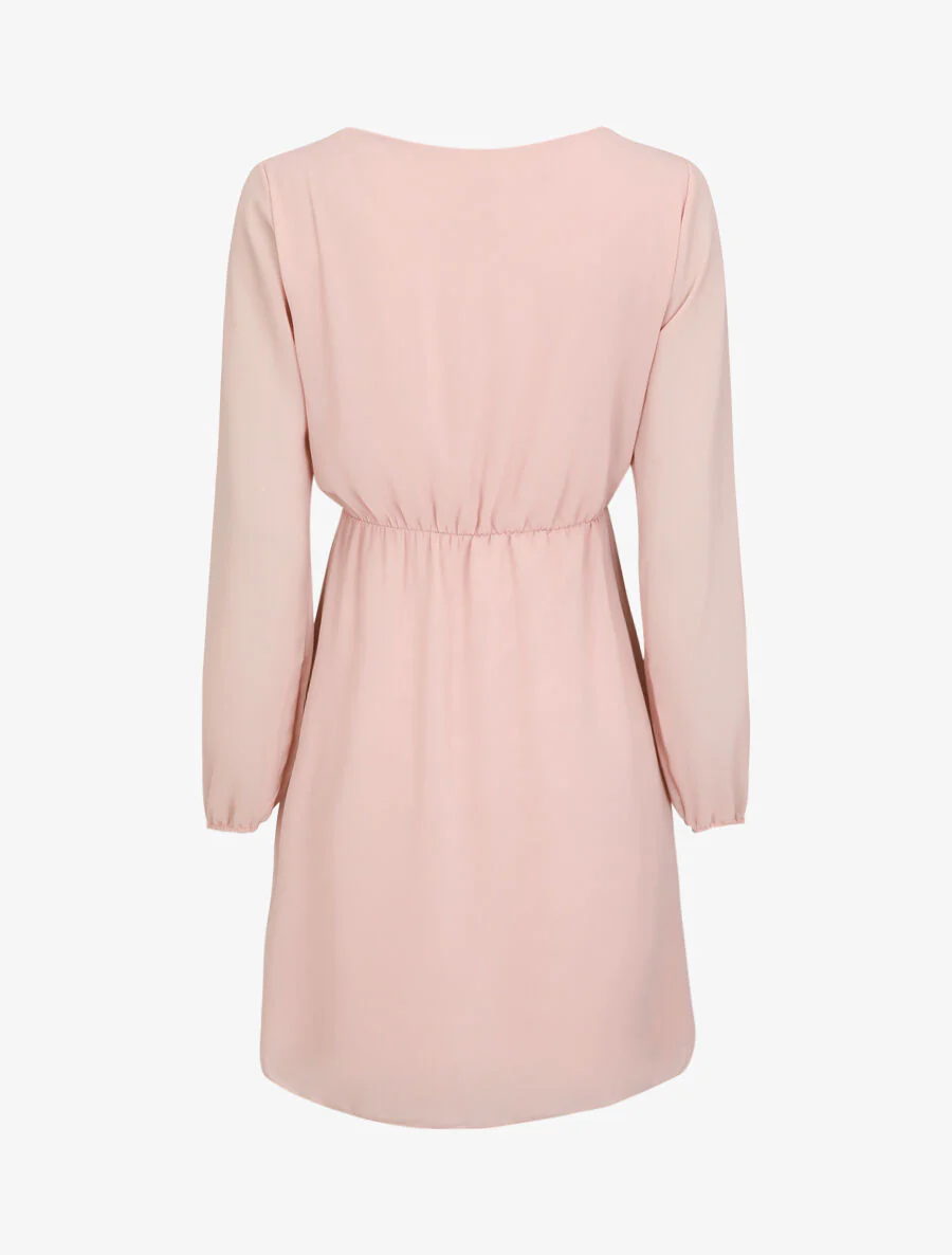 Robe taille élastiquée à détail dentelle - Rose - Image 2