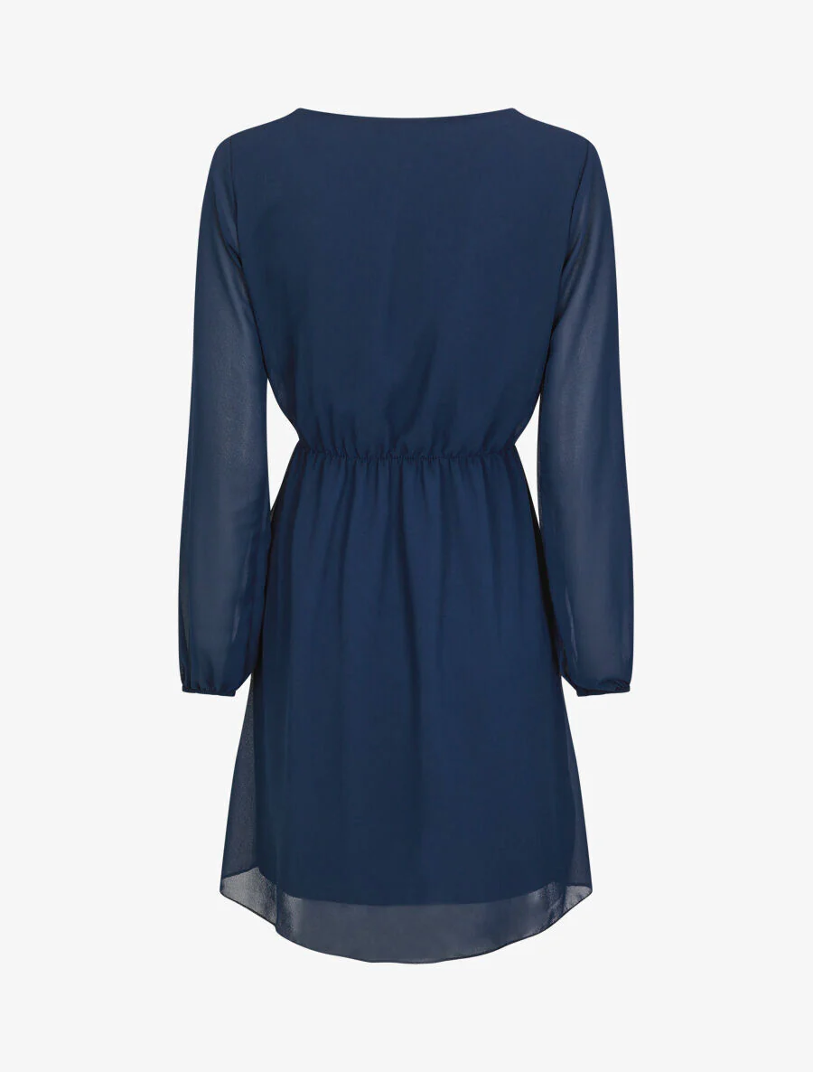 Robe taille élastiquée à détail dentelle - Marine - Image 2
