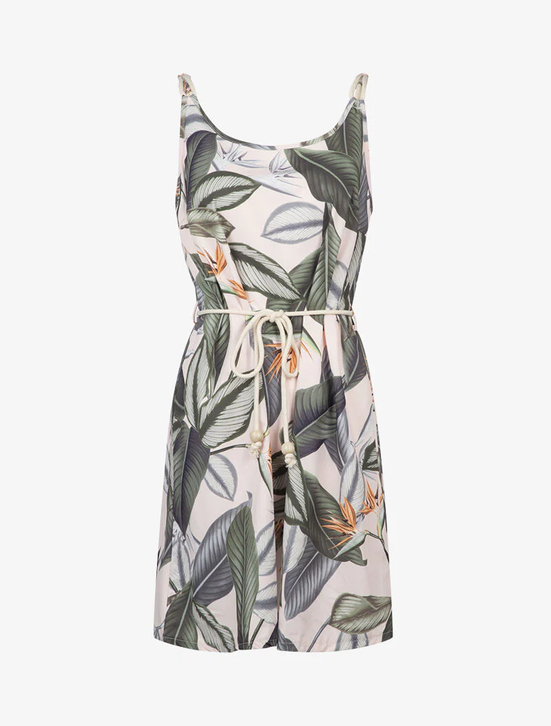 Robe trapèze à imprimé feuilles - rose