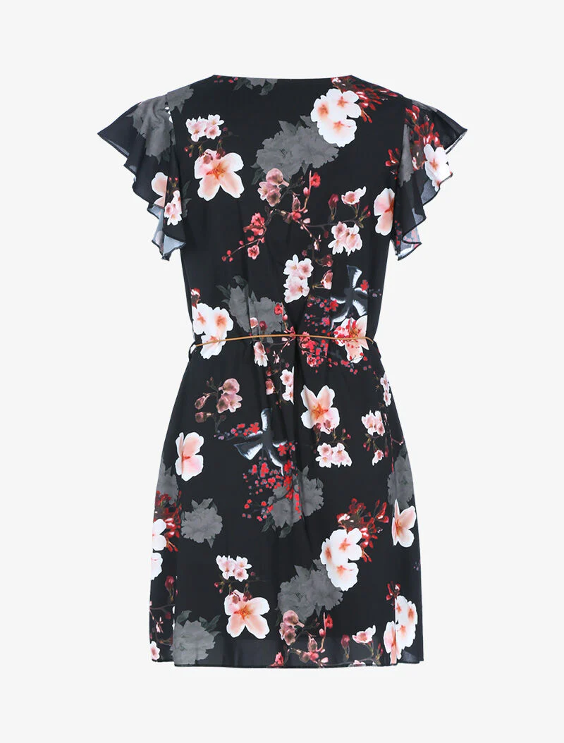 Robe trapèze à imprimé fleuri - noir - Image 2