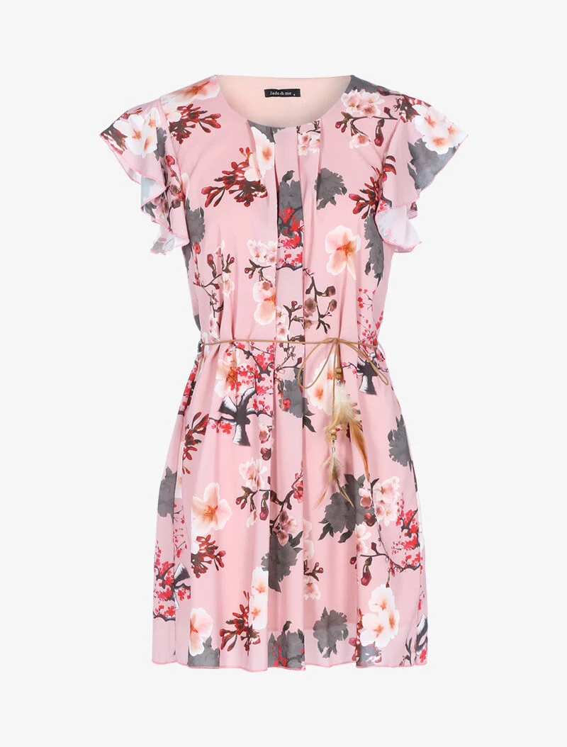 Robe trapèze à imprimé fleuri - rose